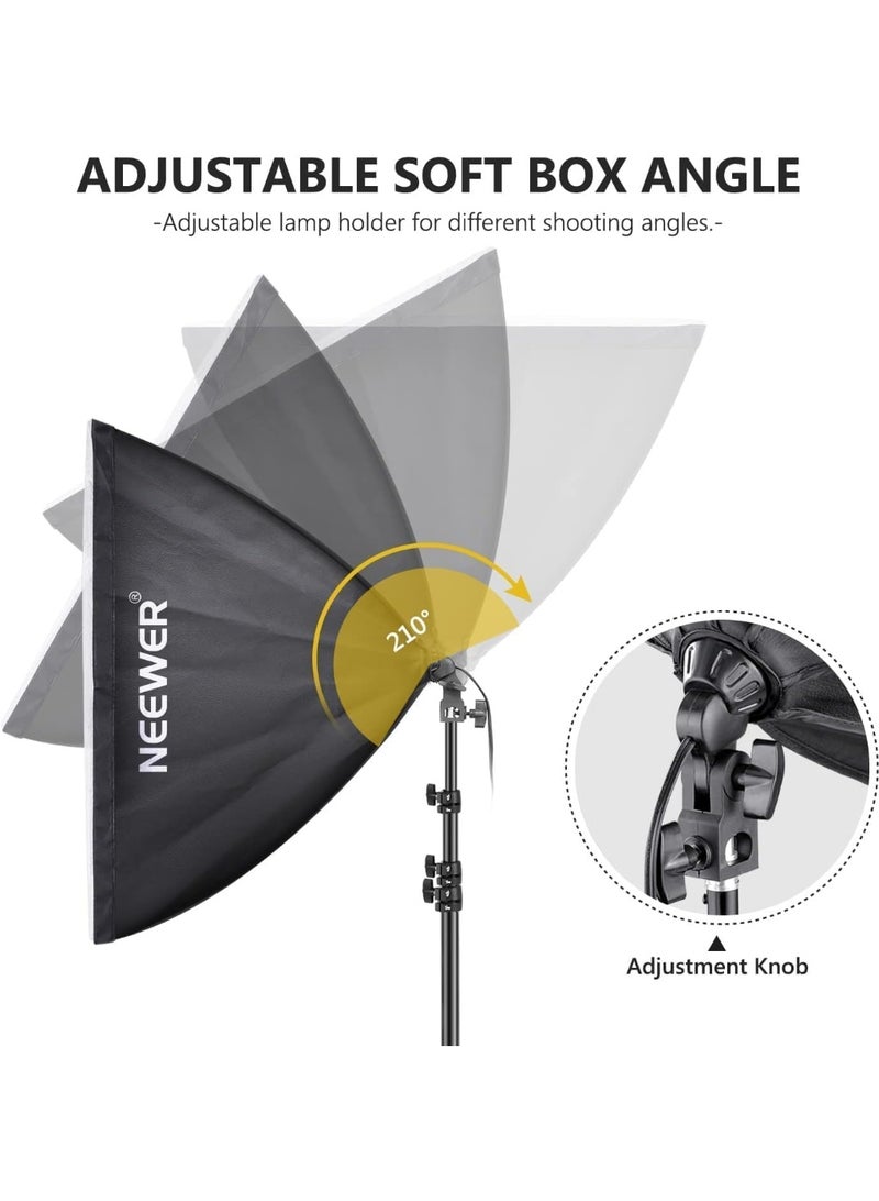 Neewer 700W Equivalent Softbox Lighting Kit, 2Pack 5700K LED Lighting Bulbs, 24x24 inches Softboxes with E27 Socket, Photography Continuous Lighting Kit Photo Studio Equipment - Image 3